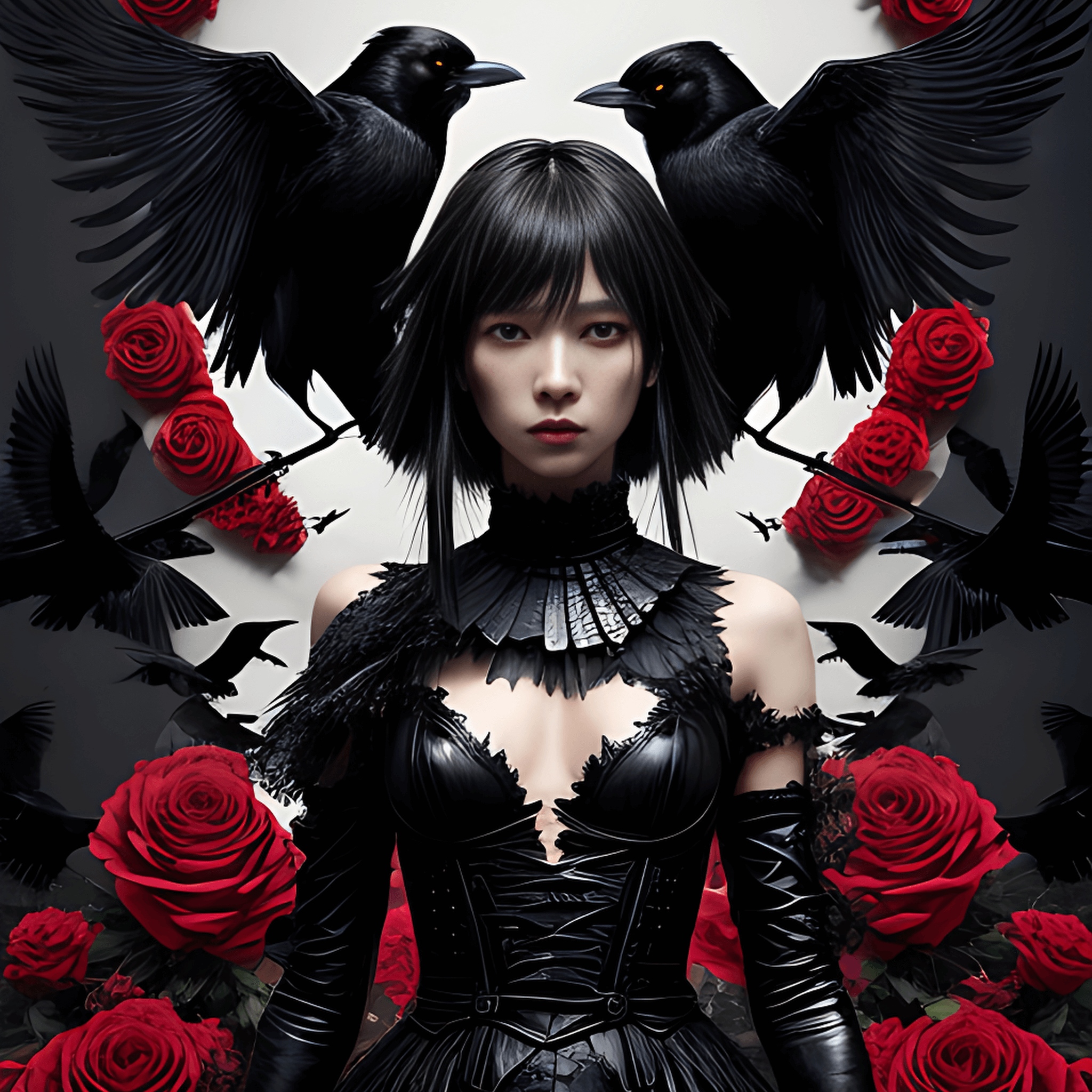 image of woman with crows