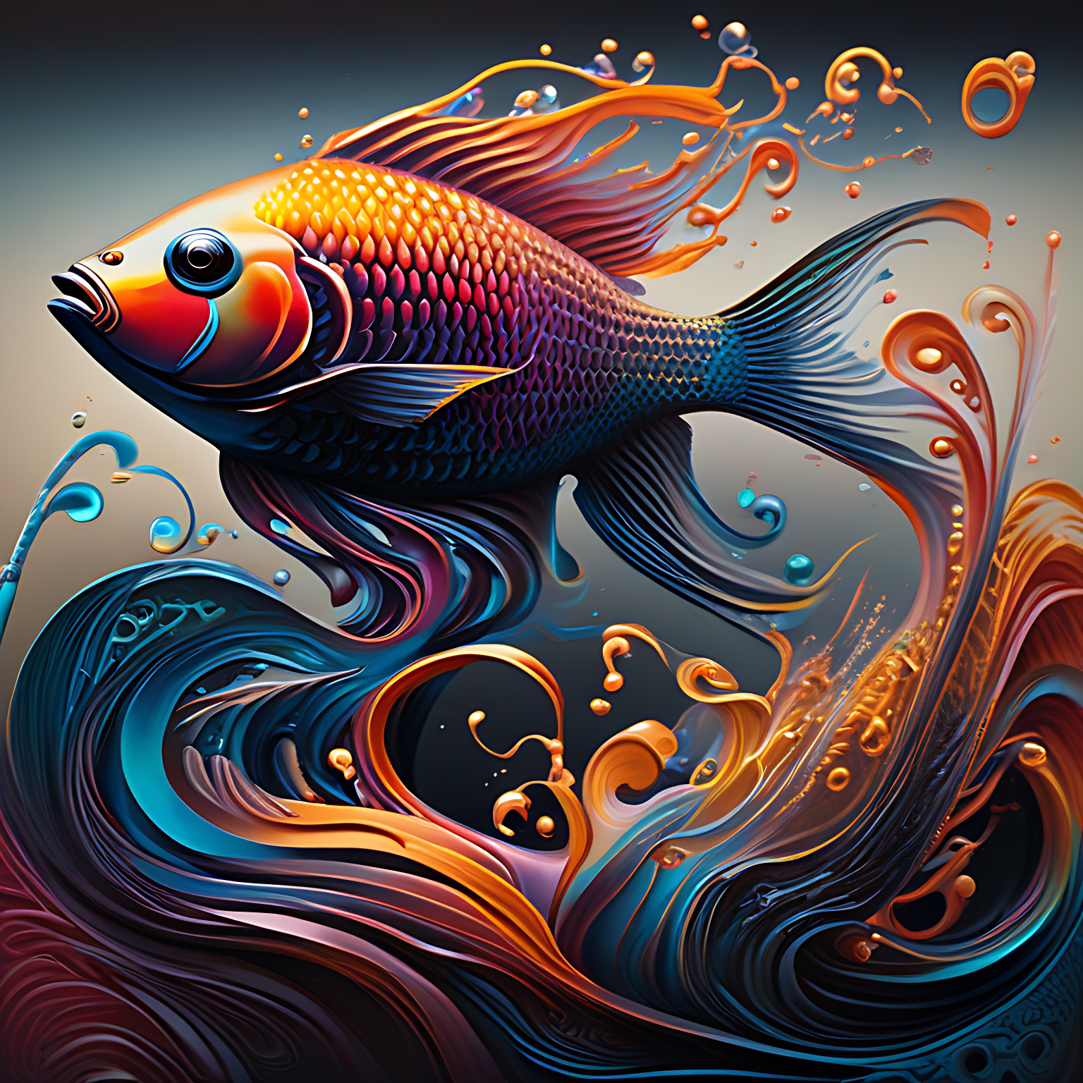 gold fish dital artwork