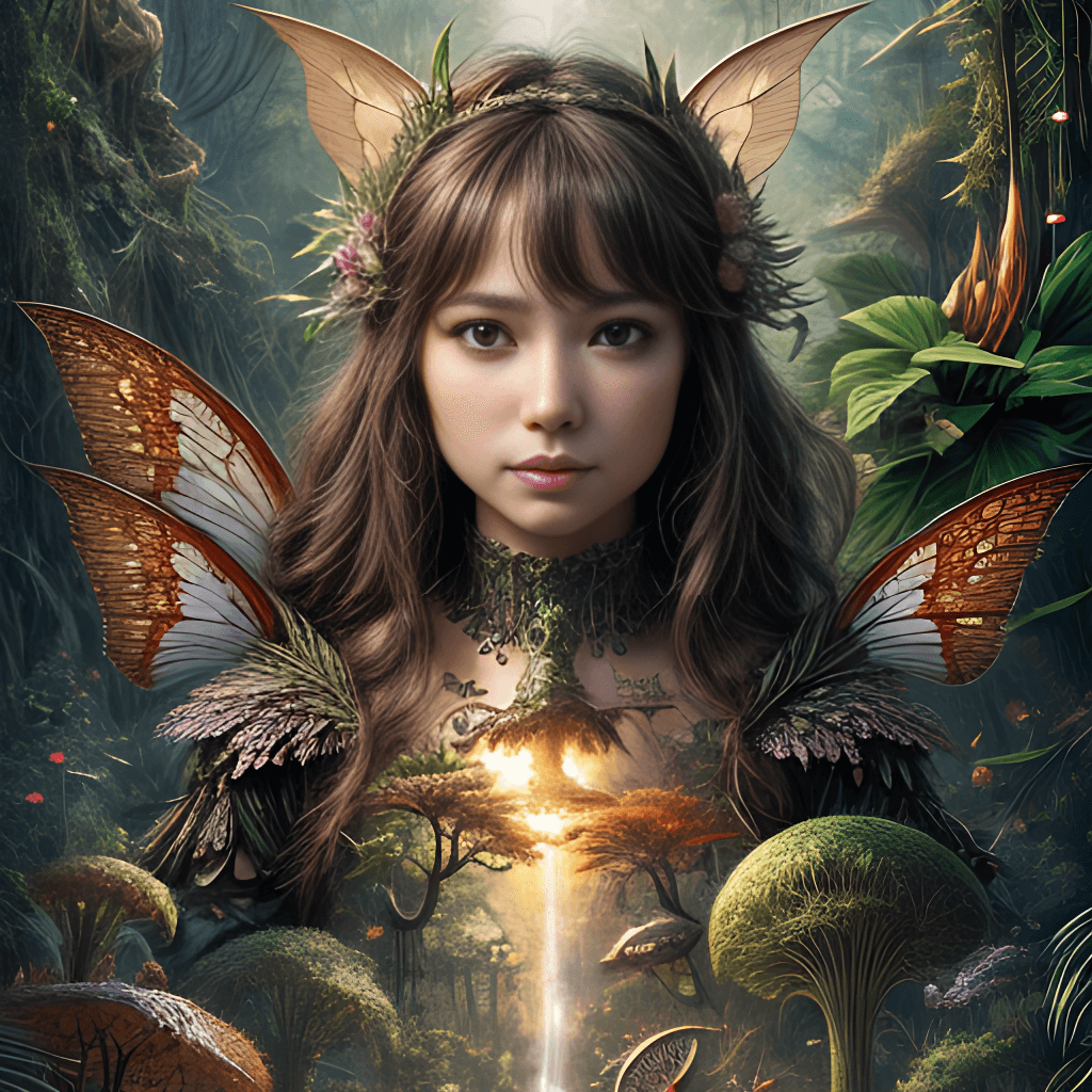 fantasy image of a girl with flowers