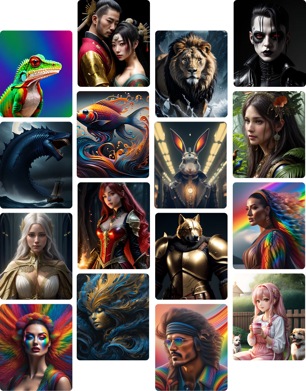 AI generated group of images design