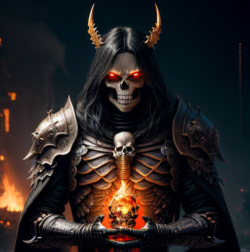 Skeleton king of hell with fire